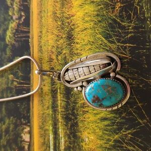 Vintage Native American Navajo Turquoise Pendant Wilson Padilla